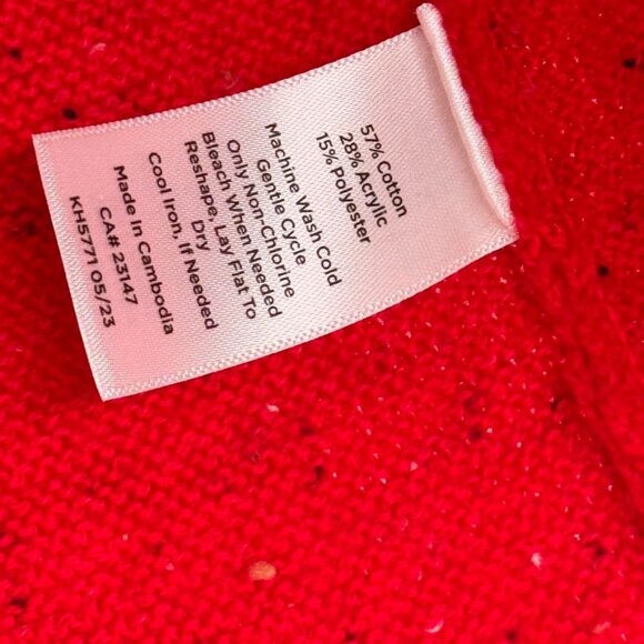 Talbots Plus Red speckled Sweater Womens size1X Cotton Blend zip collar - Picture 4 of 12